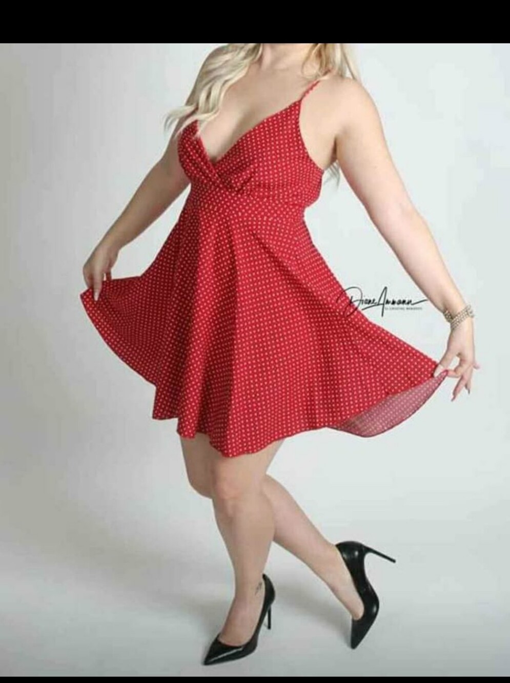 SHEIN Red Polka Dot Skater Dress